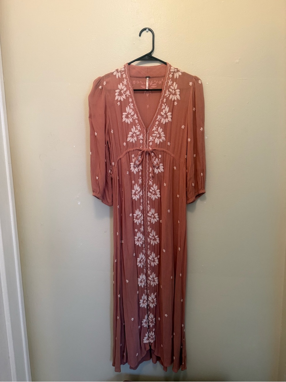 Free People Dusty Rose Embroidered Midi Dress
